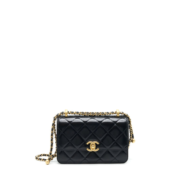 Chanel 24C gold crush mini flap bag calfskin black GHW (microchip)