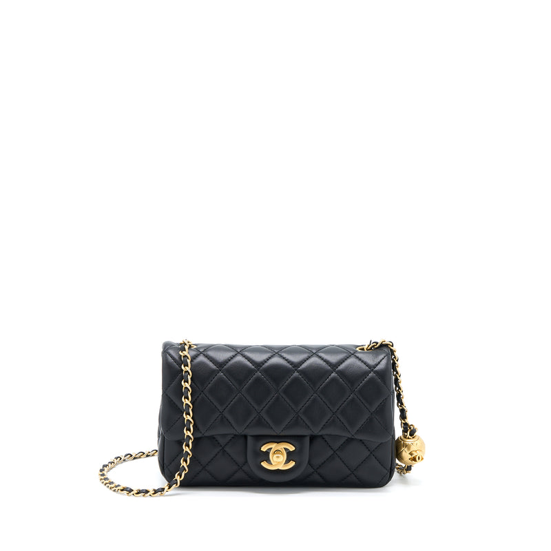 Chanel Pearl Crush Square Flap Bag Quilted Lambskin Mini Black 1638562
