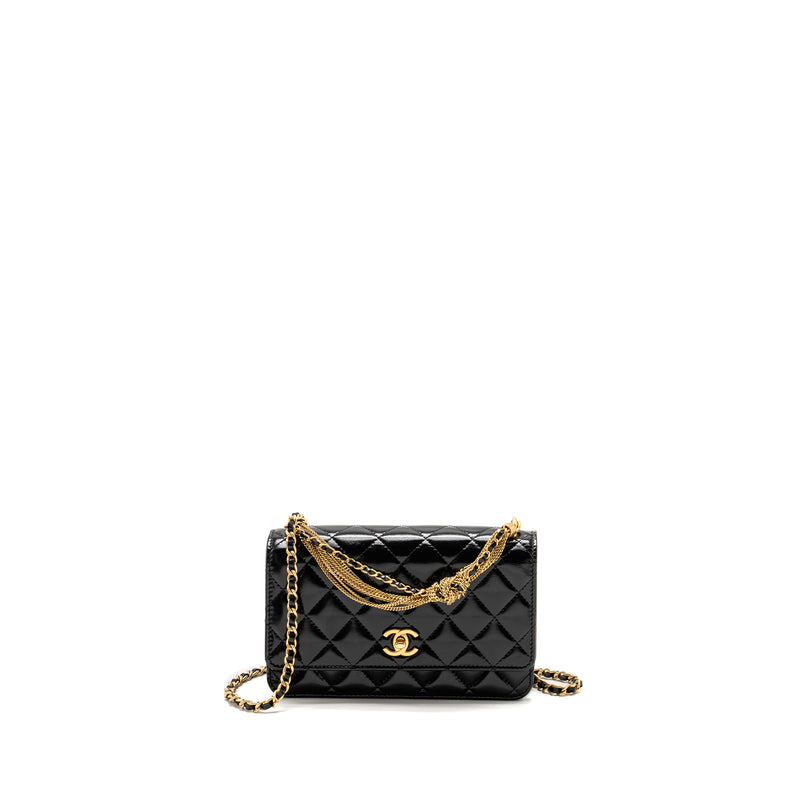 Chanel 24A Wallet On Chain Shiny Calfskin Black GHW