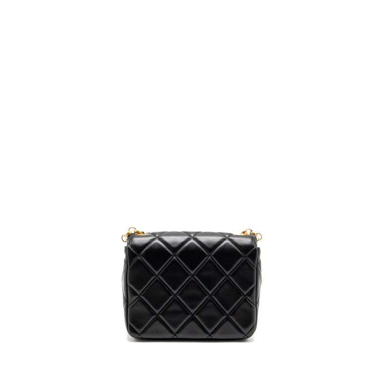 Chanel Quilted Mini Flap Bag with Detailed Chain Lambskin Black GHW (Microchip)