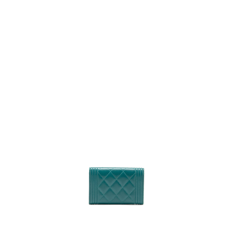 Chanel Boy Flap Card Holder Lambskin Green LGHW