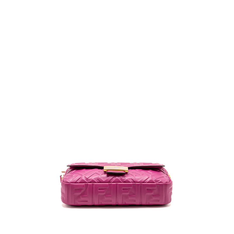 Fendi Baguette Bag FF Embossed Nappa Leather Pink GHW