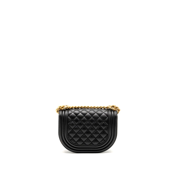 Chanel 22A Round Boy Messenger Bag Caviar Black GHW (Microchip)