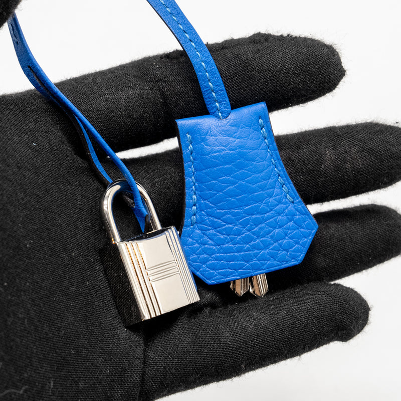Hermes Kelly 28 Clemence Blue Hydra SHW Stamp Square P