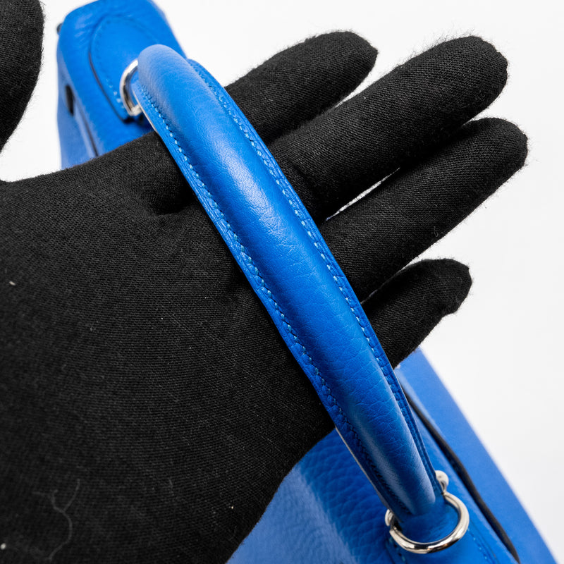 Hermes Kelly 28 Clemence Blue Hydra SHW Stamp Square P