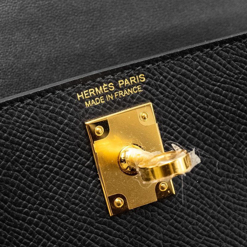 Hermes Mini Kelly II Epsom Black GHW Stamp B