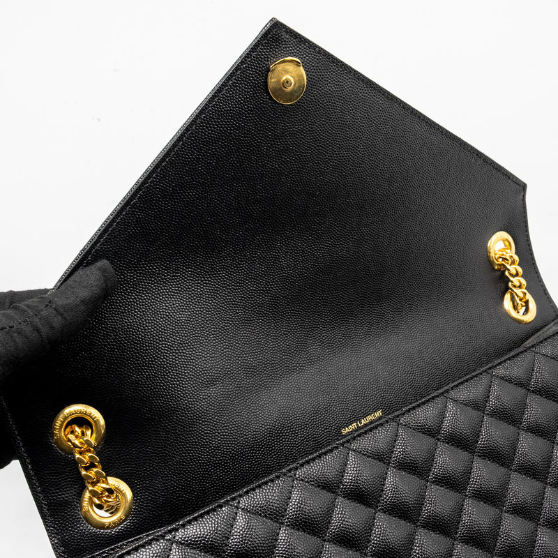 Saint Laurent Large Envelope Bag Calfskin Black GHW