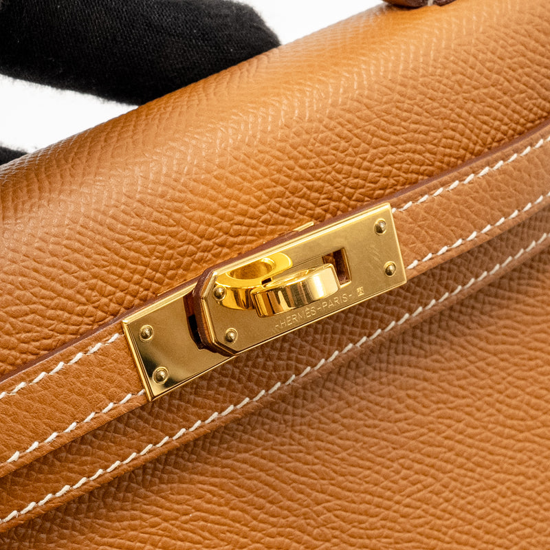 Hermes Mini Kelly II Epsom Gold GHW Stamp Z