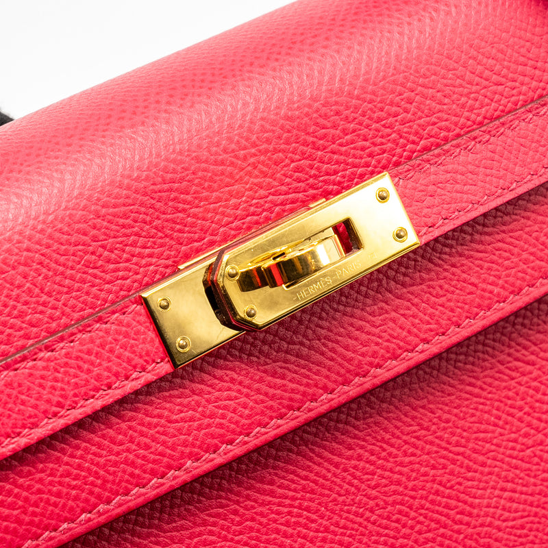 Hermes Kelly 25 Epsom Rose Mexico GHW Stamp D with an Extra Rodeo Pm Bag Charm Stamp  D