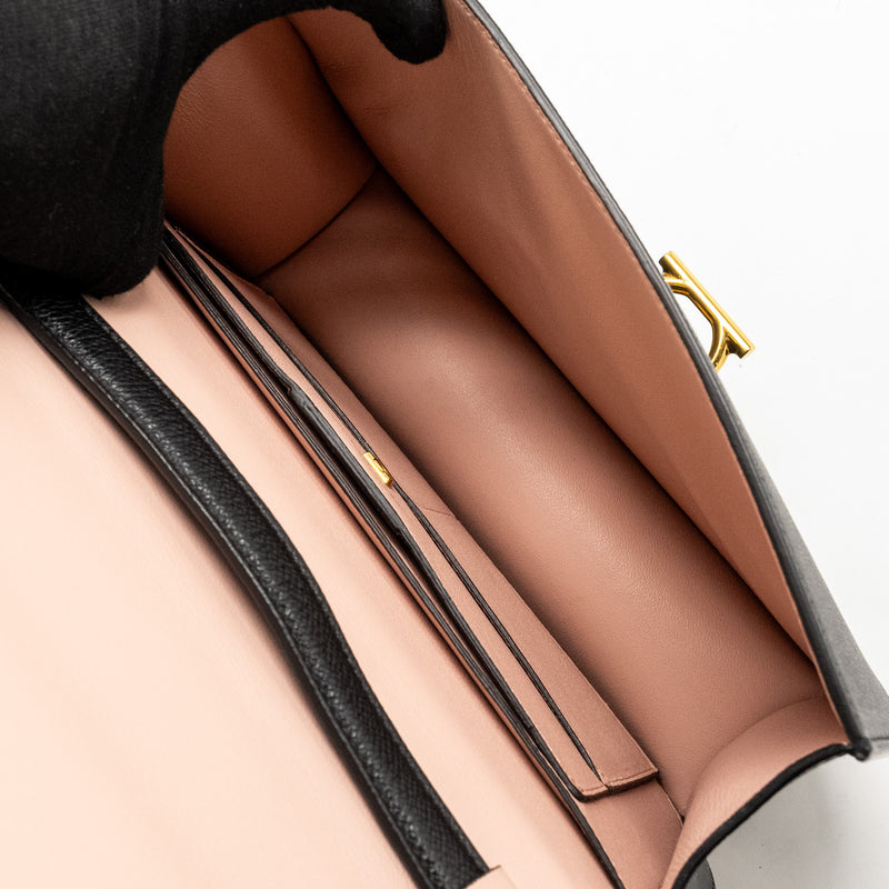 Salvatore Ferragamo Gancini Rounded Flap Bag Calfskin Black GHW