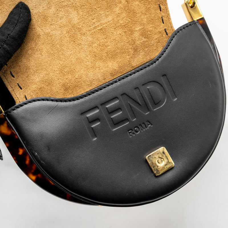 Fendi moonlight Shoulder bag calfskin Black GHW