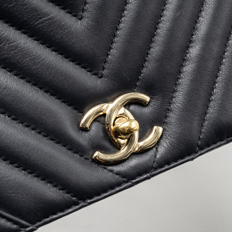 Chanel Seasonal Chevron Flap Bag Calfskin Dark Navy LGHW