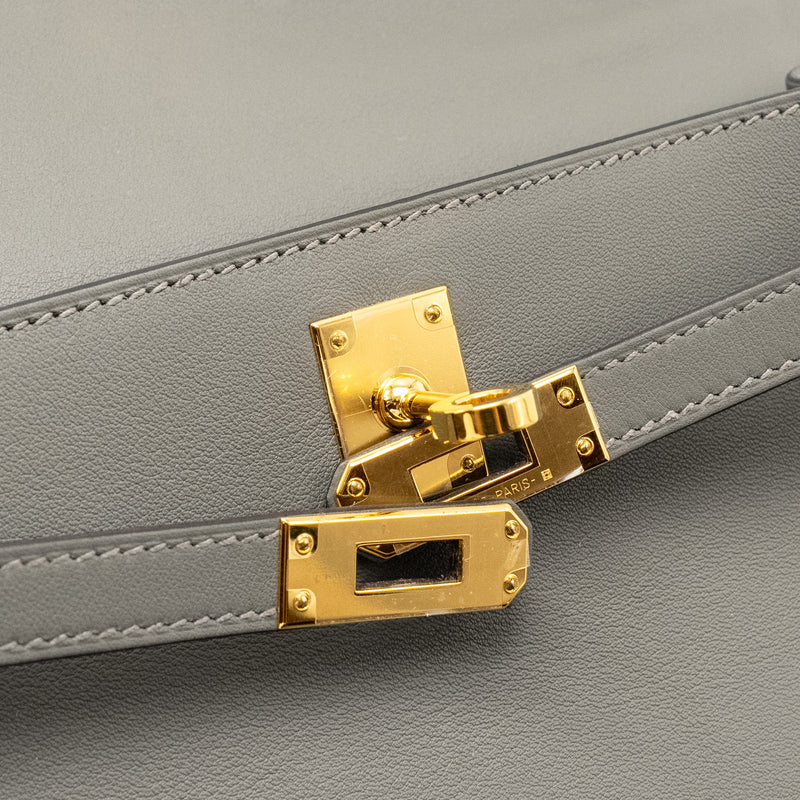 Hermes Kelly Pochette Swift Gris Meyer GHW Stamp W