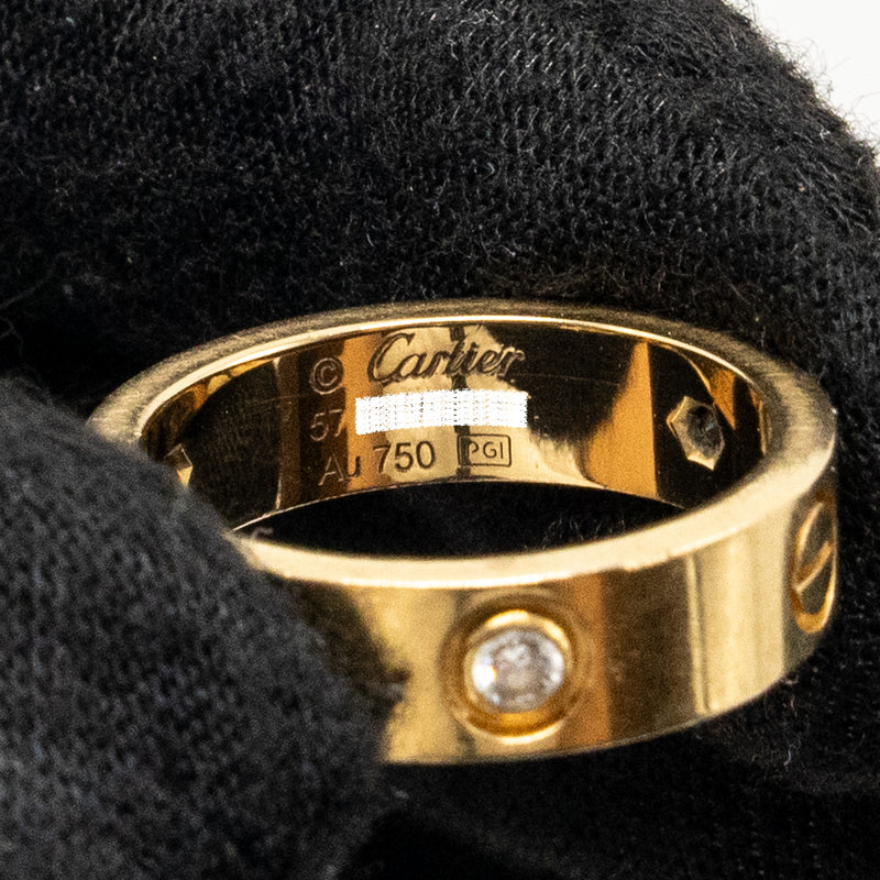 Cartier Size 57 Love Ring Yellow Gold / 3 Diamonds