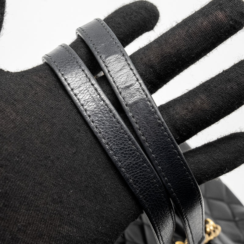 CHANEL Small Quilted CC Crown Tote Bag Calfskin Black Brushed GHW