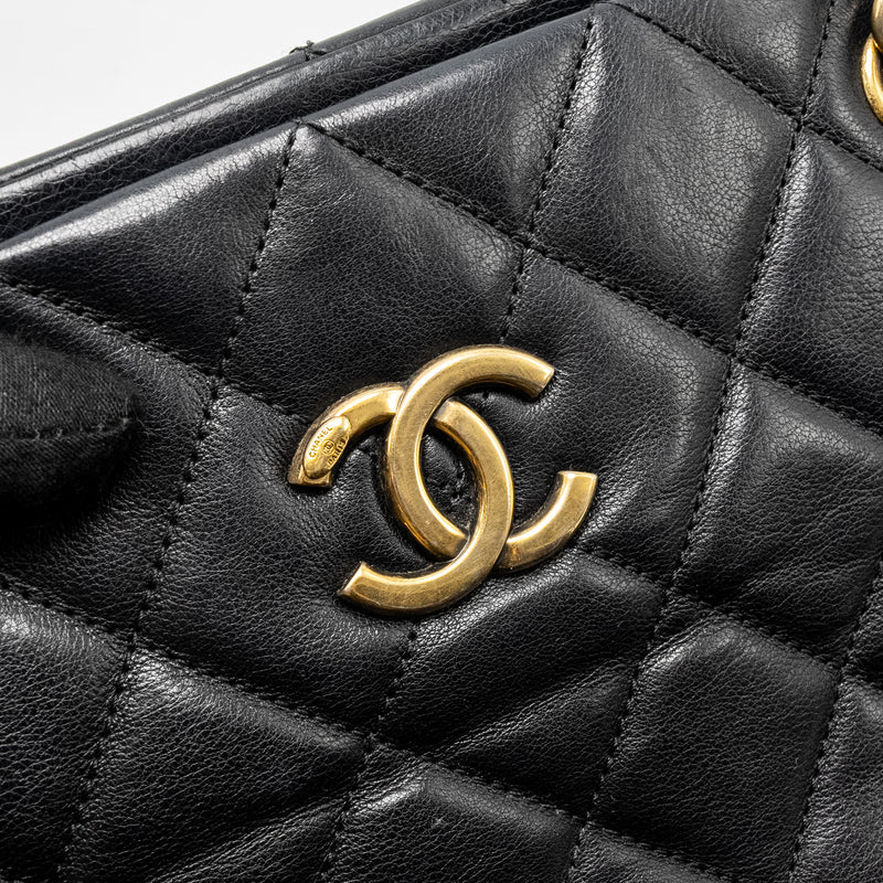 CHANEL Small Quilted CC Crown Tote Bag Calfskin Black Brushed GHW