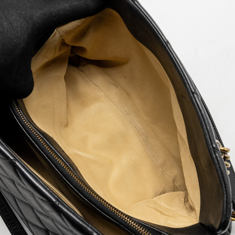 CHANEL Small Quilted CC Crown Tote Bag Calfskin Black Brushed GHW