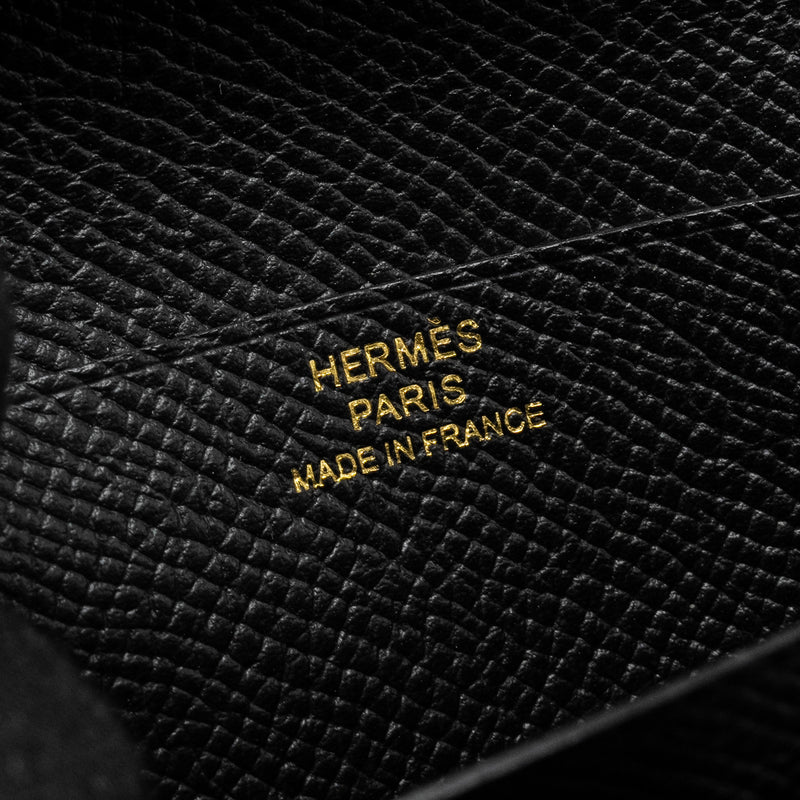 Hermes Bearn Compact Wallet Epsom Black GHW Stamp U