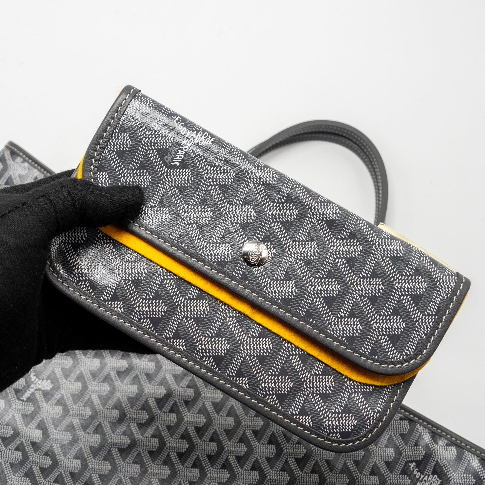 Goyard グレー/イエロー ケース Goyard Saint Louis PM tote bag goyardline Canvas grey SHW
