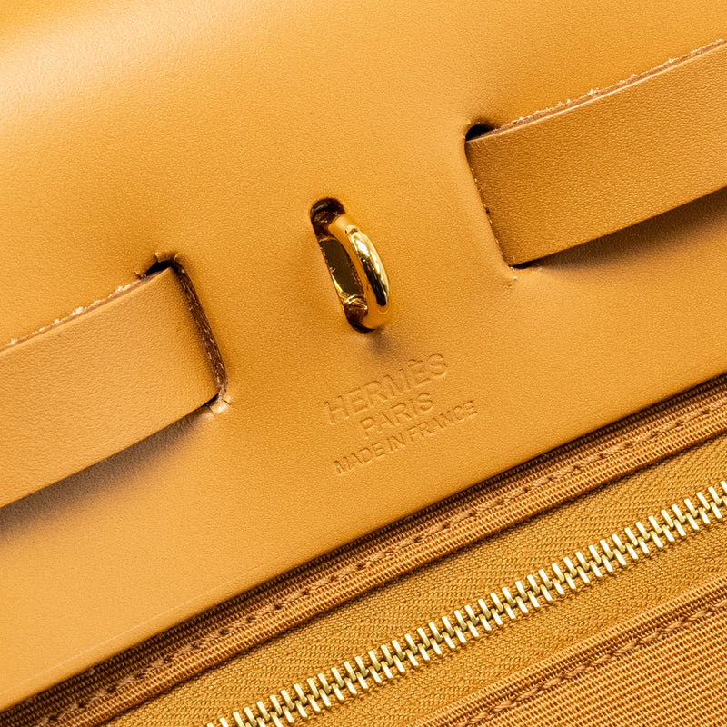 Hermes Herbag31 zip bag canvas / hunter etoupe / natural sable GHW stamp U