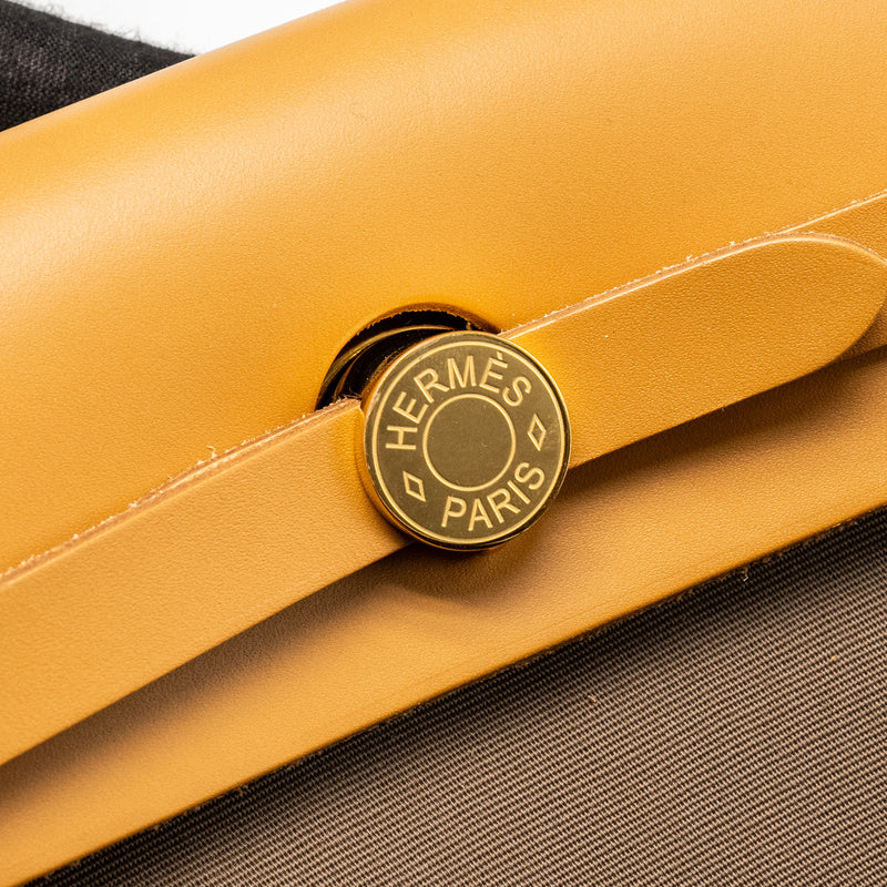 Hermes Herbag31 zip bag canvas / hunter etoupe / natural sable GHW stamp U