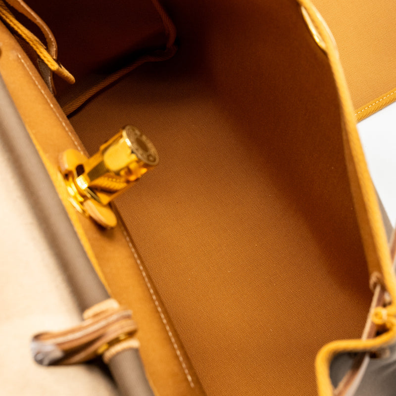 Hermes Herbag31 zip bag canvas / hunter etoupe / natural sable GHW stamp U