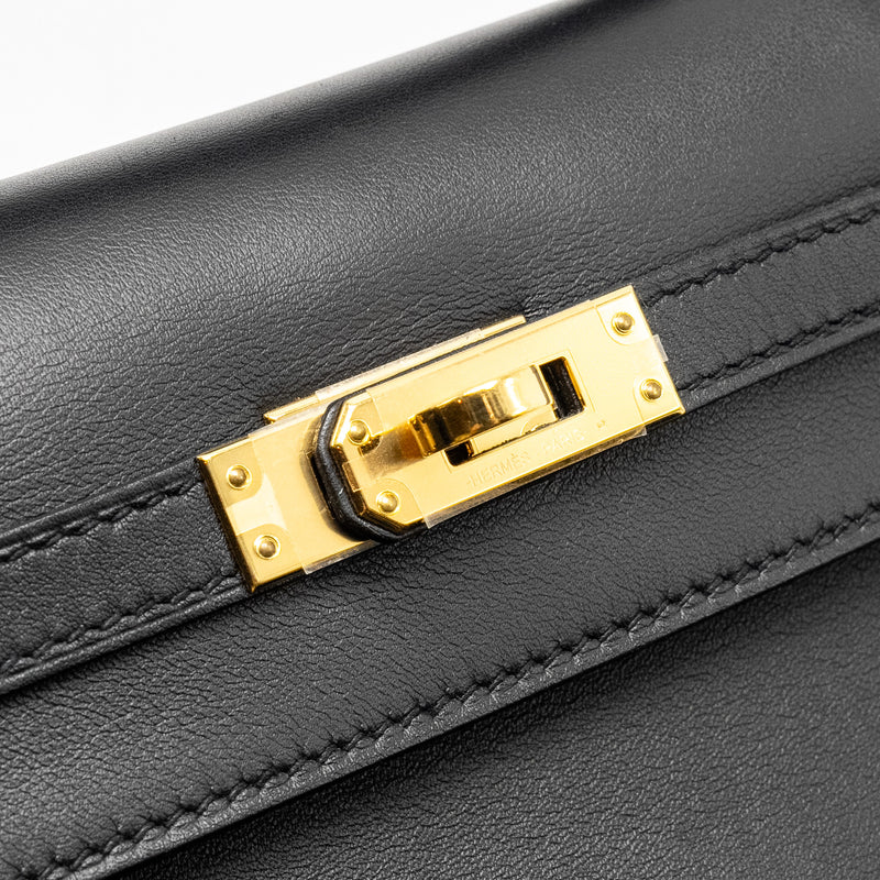 Hermes Kelly Pochette Swift Black GHW STAMP Y