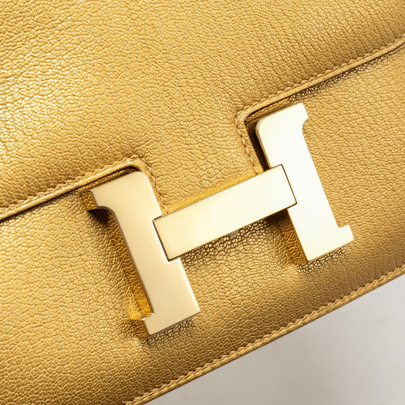 Hermes Mini Constance Chèvre Chamkilight Y9 Dore LGHW Stamp W