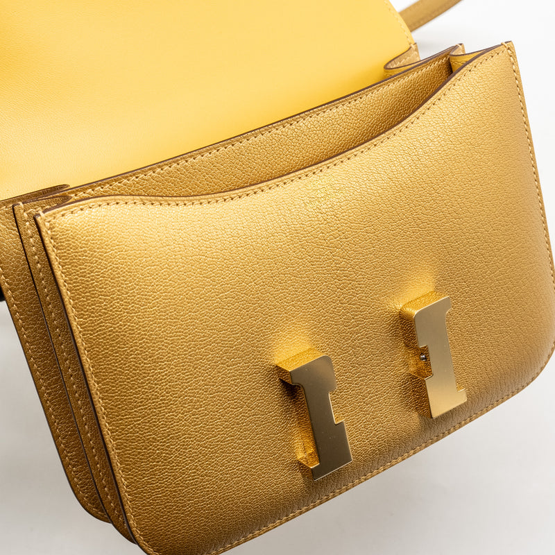 Hermes Mini Constance Chèvre Chamkilight Y9 Dore LGHW Stamp W