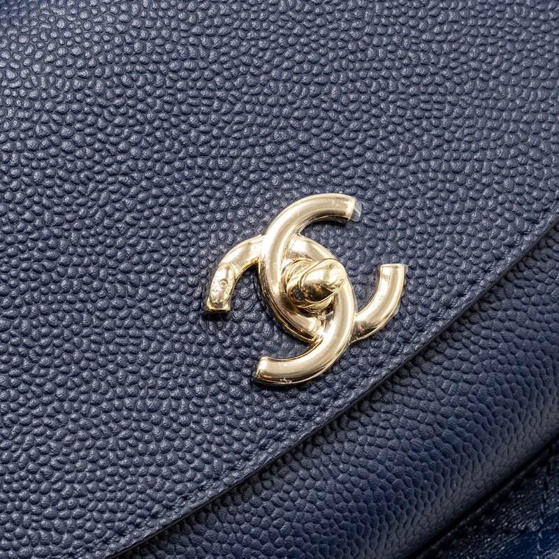 Chanel Drawstring Backpack Lambskin/Grained Calfskin Dark Blue LGHW