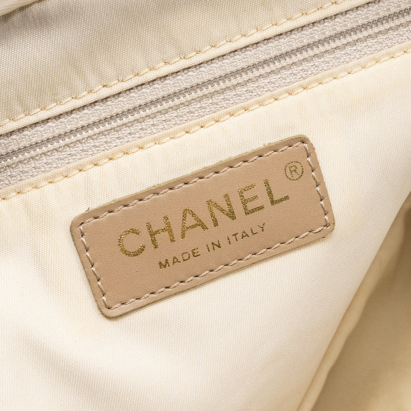 Chanel Vintage Travel Line Bowler Bag Canvas/Leather Beige GHW