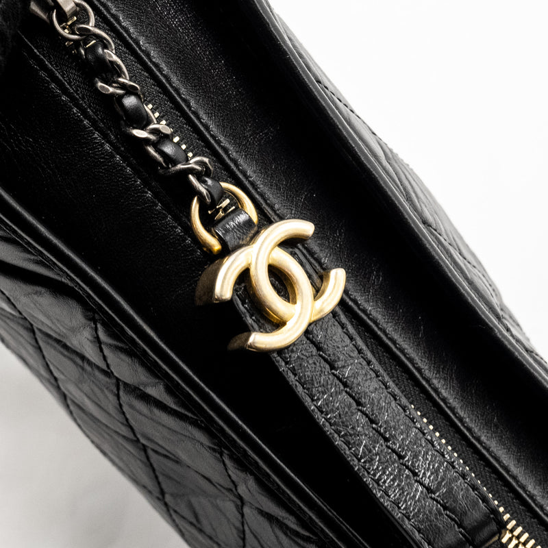 Chanel Gabrielle Hobo Bag Calfskin BLACK Multicolour Hardware