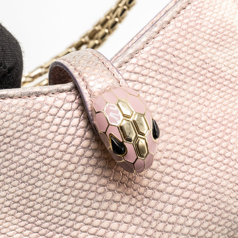 Bvlgari Small Serpenti Baia Shoulder Bag Karung Leather Pink LGHW