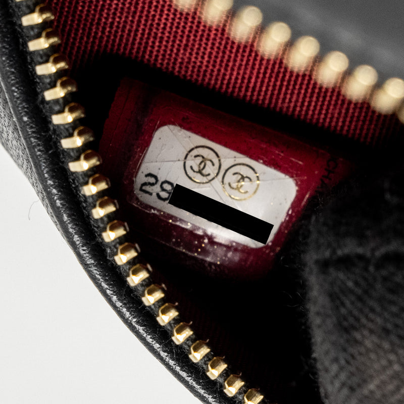 Chanel 19 round clutch with chain lambskin black with multicolor hardware