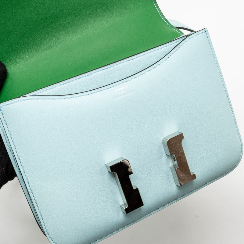 Hermes Mini Constance Swift Blue Zephyr / Cactus SHW stamp Y