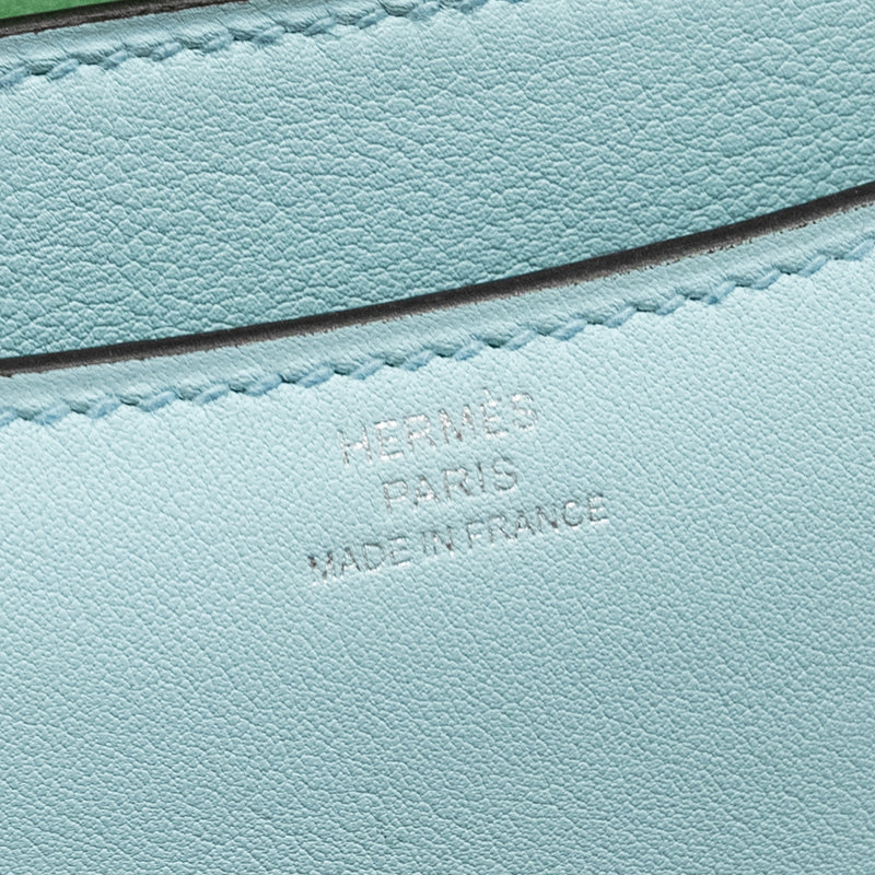 Hermes Mini Constance Swift Blue Zephyr / Cactus SHW stamp Y