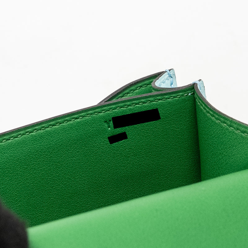 Hermes Mini Constance Swift Blue Zephyr / Cactus SHW stamp Y