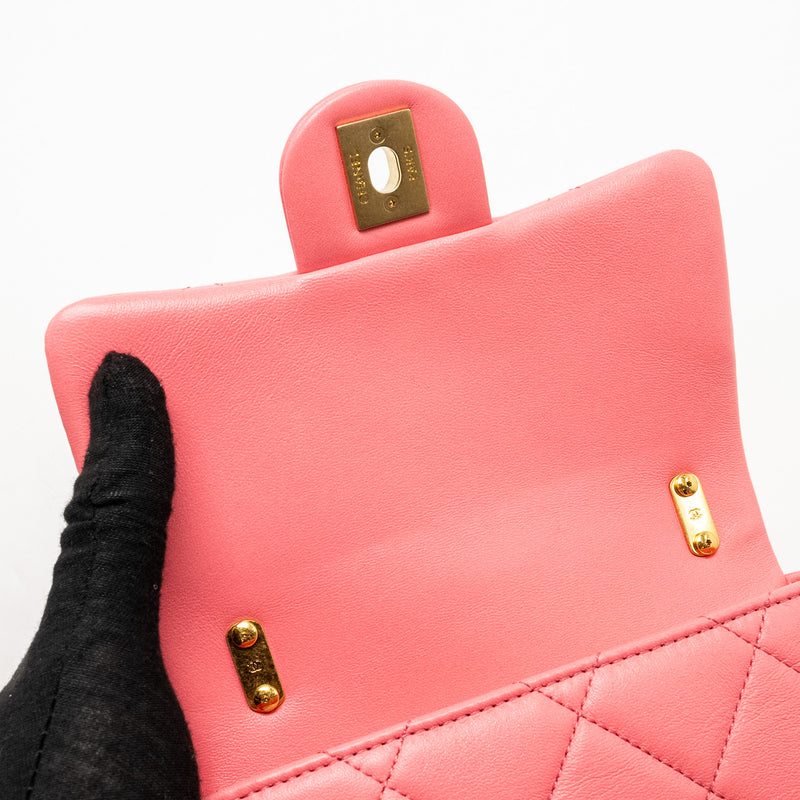 Chanel Mini Funky Town Flap Bag Lambskin Pink GHW (Microchip)