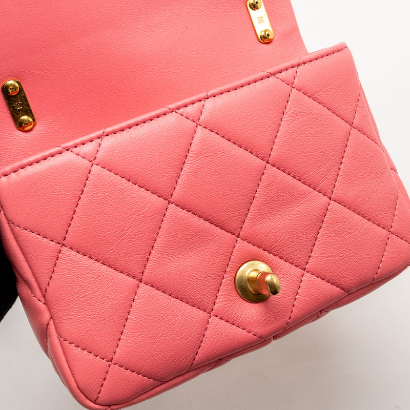 Chanel Mini Funky Town Flap Bag Lambskin Pink GHW (Microchip)