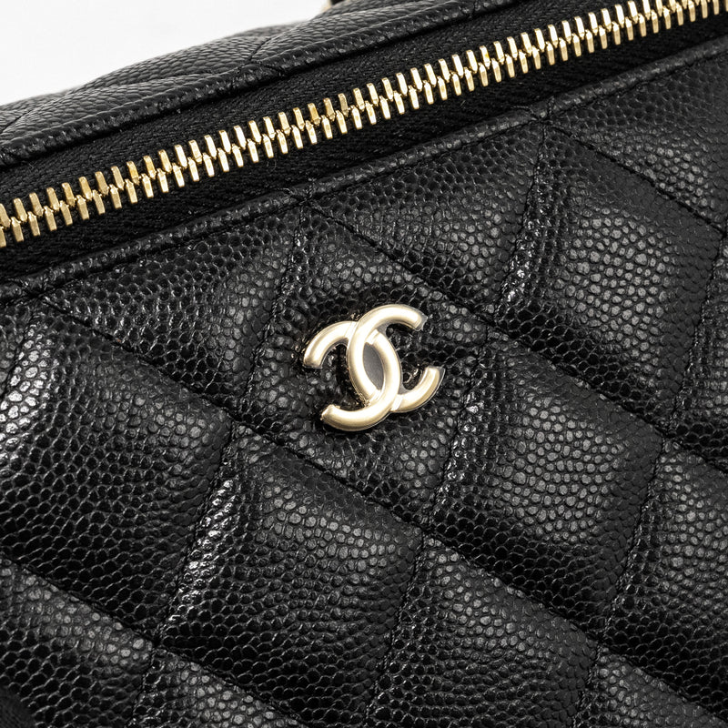 Chanel Long Vanity with Chain Caviar Black LGHW (microchip)