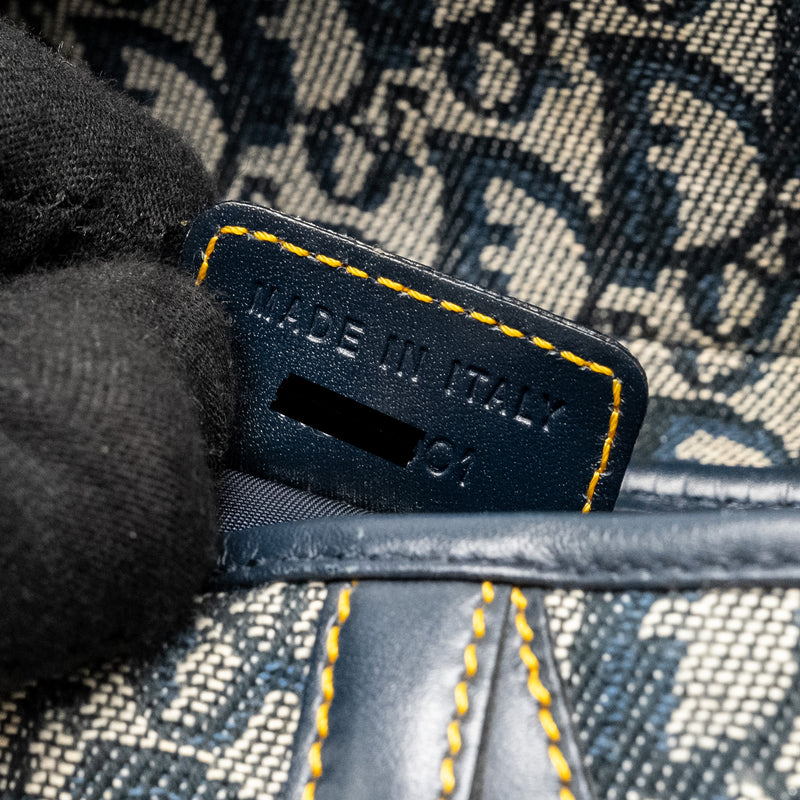 Dior Vintage Saddle Bag Canvas / Leather Blue/Multicolour GHW