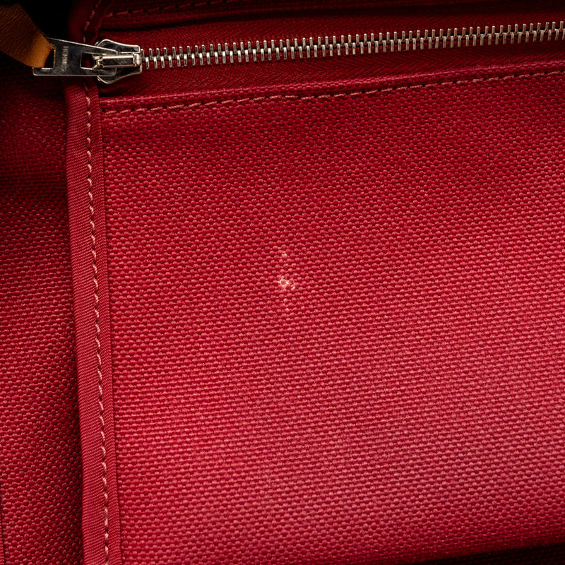 Hermes Herbag 31 Zip Bag Canvas/Hunter Leather Red SHW Stamp X