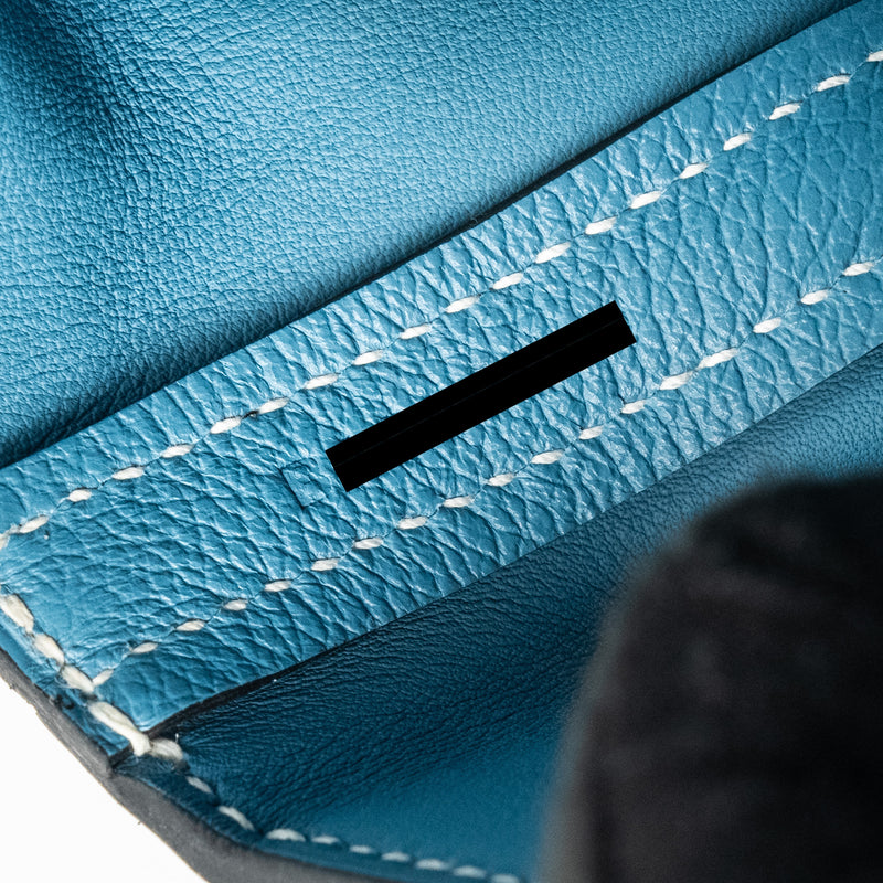 Hermes Mini 24/24 2424-21 Bag Evercolor/Swift New Bleu Jean GHW Stamp B
