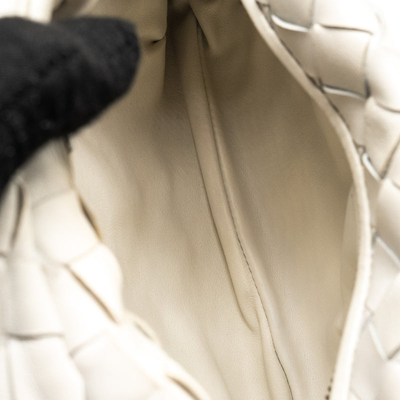 Bottega Veneta Mini Jodie Lambskin Chalk SHW