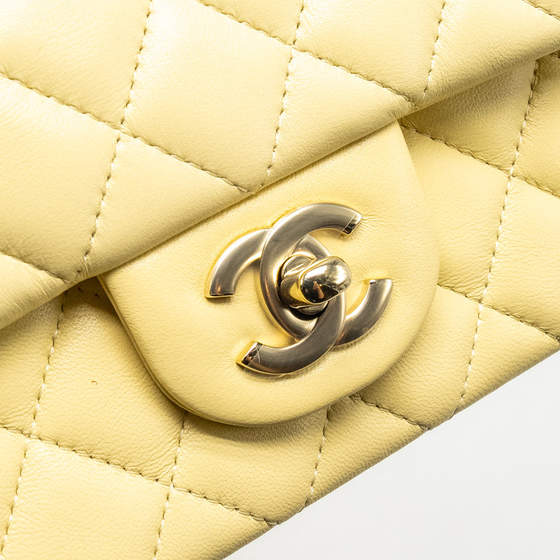Chanel Mini Rectangular Flap Bag Lambskin Yellow LGHW