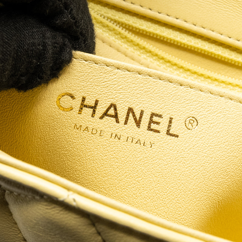 Chanel Mini Rectangular Flap Bag Lambskin Yellow LGHW
