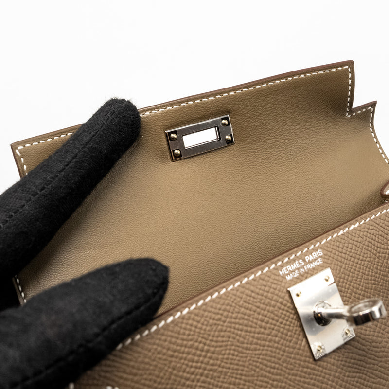 Hermes mini kelly II Epsom etoupe SHW stamp W