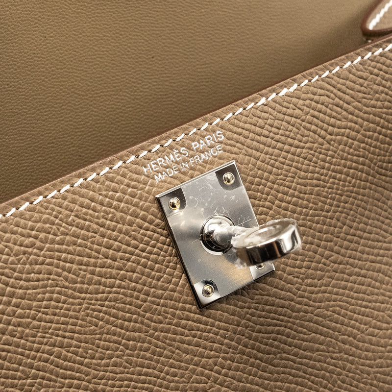 Hermes mini kelly II Epsom etoupe SHW stamp W