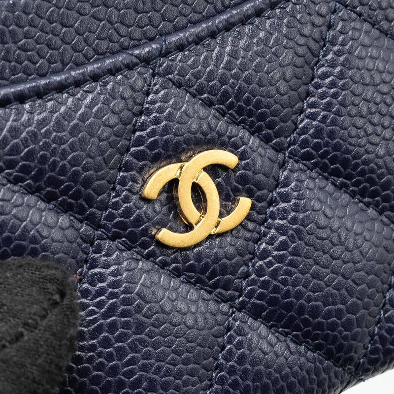 Chanel Classic Card Holder Caviar Navy GHW