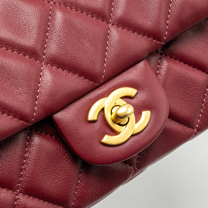 Chanel Lady Handle Bag Lambskin Burgundy GHW (Microchip)